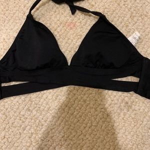 black wrap bathing suit